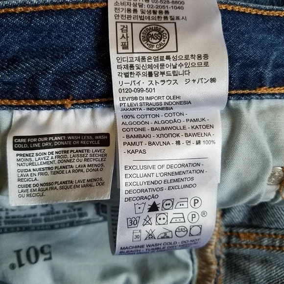 𝅺Levi's  501 Medium Wash High Rise Frayed Hem Denim Shorts Women's Size 30 - Picture 11 of 12